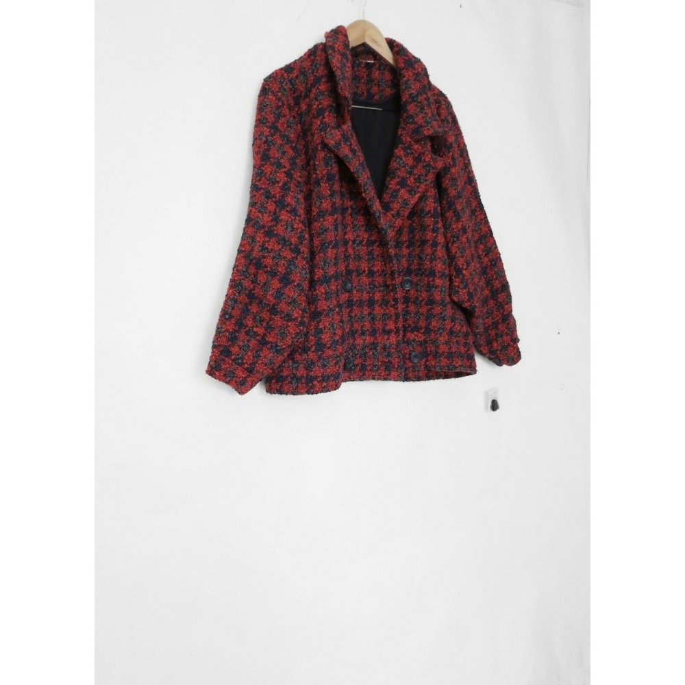 $348 FREE PEOPLE boucle baby tweed red coat S worn 3 times - Picture 3 of 7